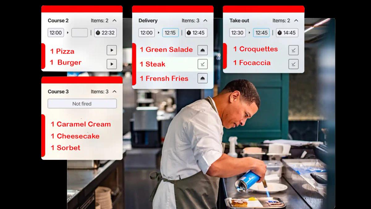 Four examples of kitchen display systems using Hamster POS