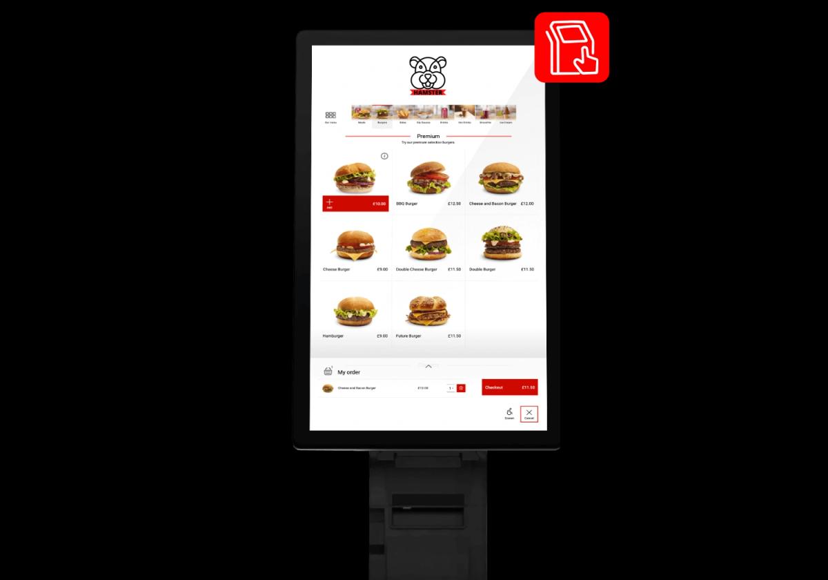 Self-ordering kiosk interface with icon using Hamster POS