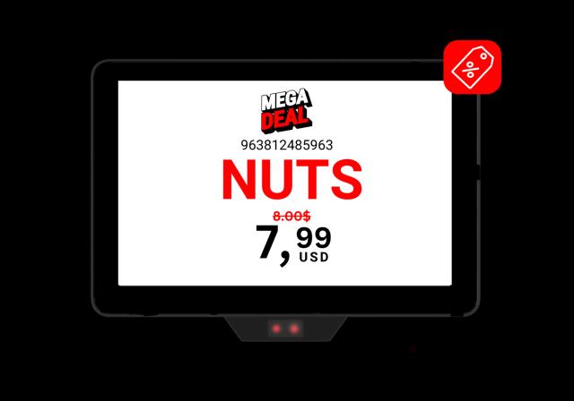POS scanning interface reading a barcode on a package of nuts