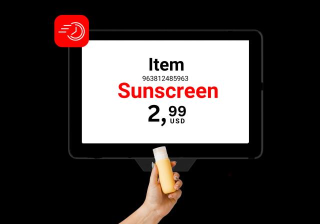 Scanning a sunscreen product using Hamster POS mobile app